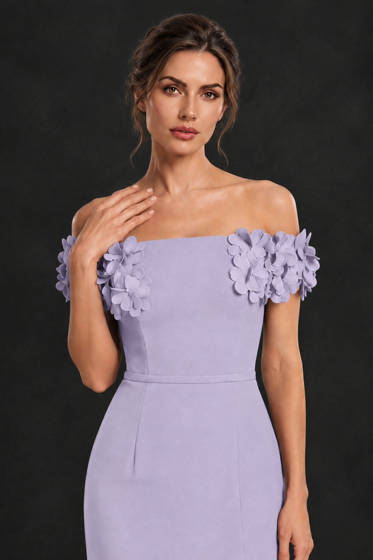 BOLODOO Lilac Off-the-Shoulder Mother of the Bride Dress with Floral Appliques - Lilac - Lilac_04