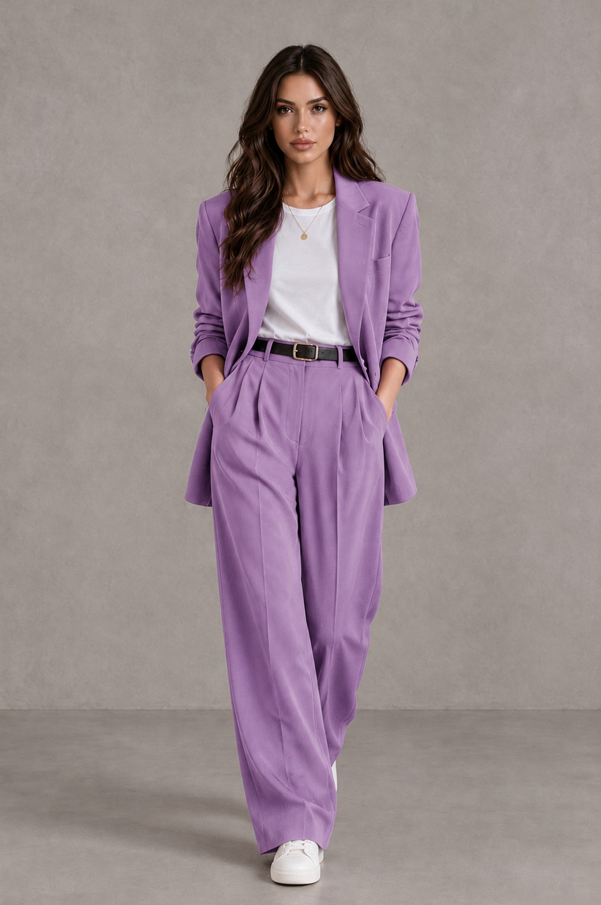 BOLODOO Lilac Brown Blazer & Wide-Leg Pants Suit for Women - Lilac - Lilac_04
