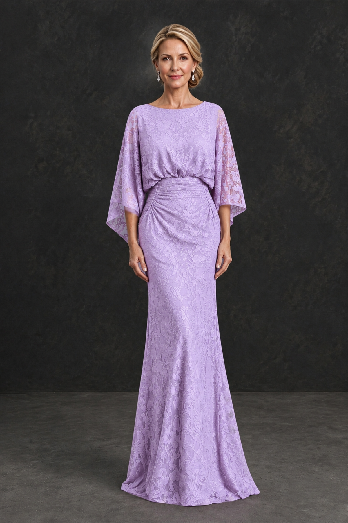 BOLODOO Lilac Lace Flutter Sleeve Mother of the Bride Dress - Lilac - Lilac_1