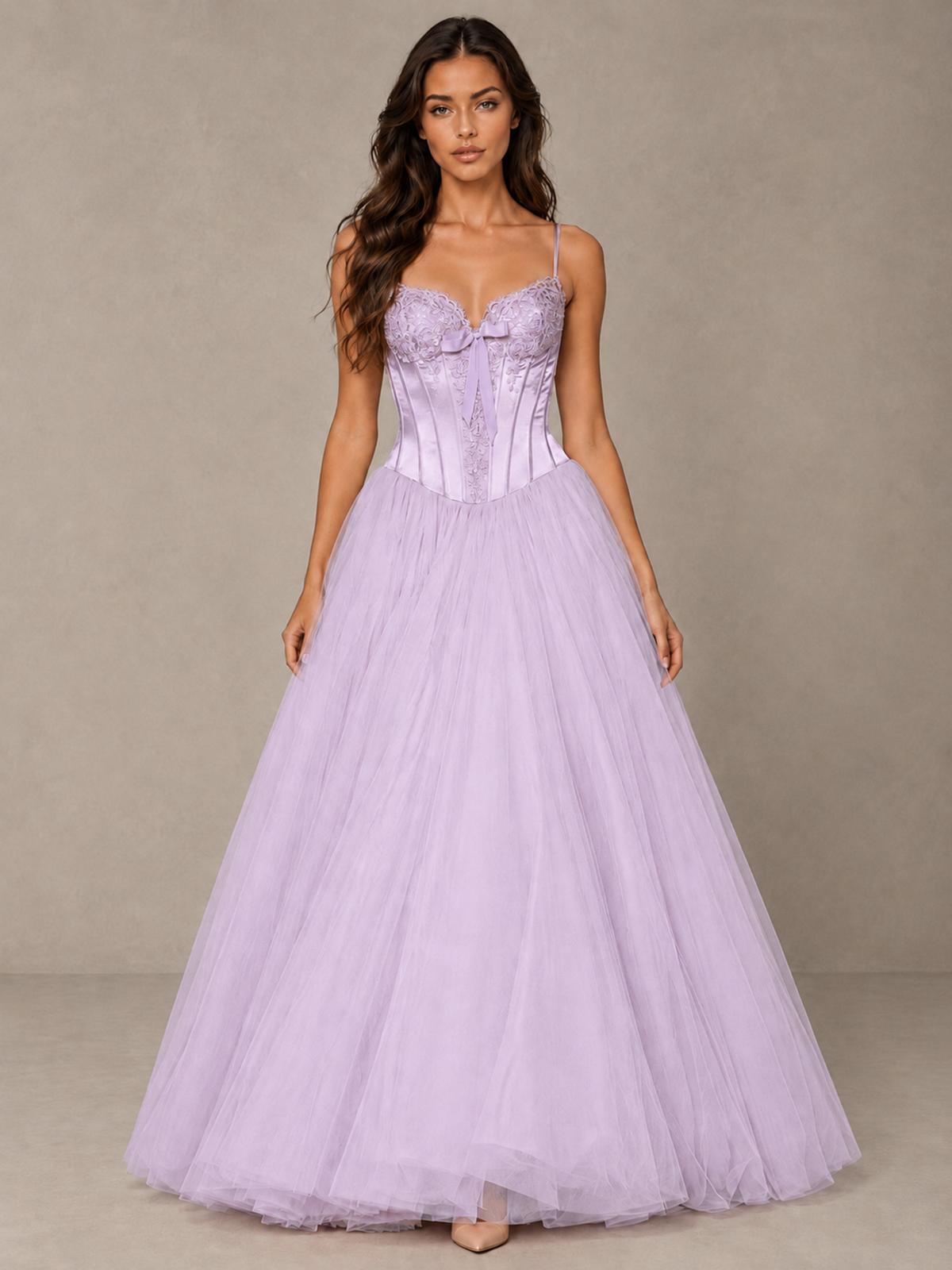 BOLODOO Lilac Corset Tulle Prom Dress with Spaghetti Straps - Lilac - Lilac_1