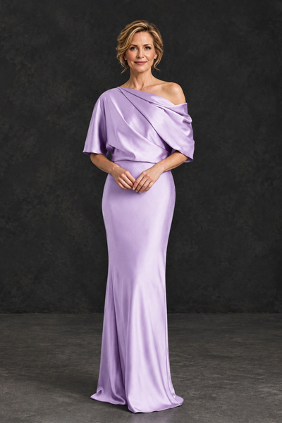 BOLODOO Lilac Satin Asymmetric Mother of the Bride Dress - Lilac - Lilac_1