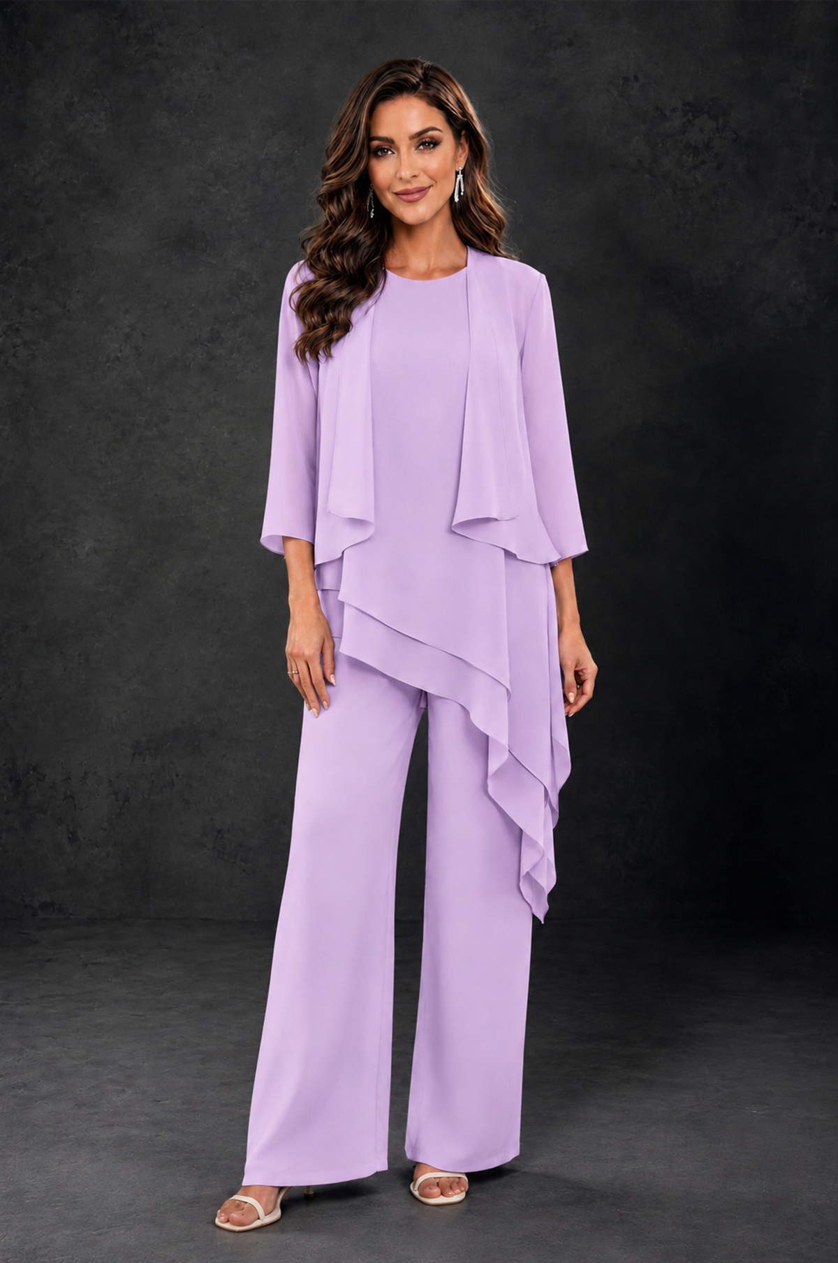 BOLODOO Lilac Layered Mother of the Bride Pantsuit with Jacket - Lilac - Lilac_1
