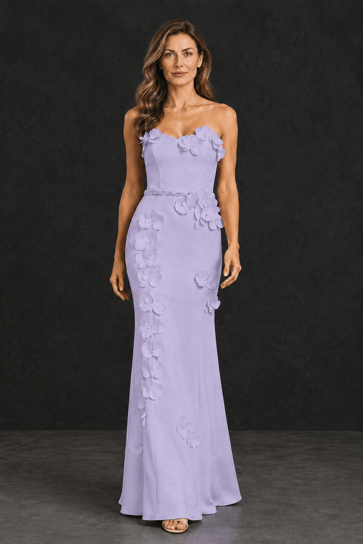 BOLODOO Lilac Strapless Mother of the Bride Dress with 3D Floral Appliques - Lilac - Lilac_1