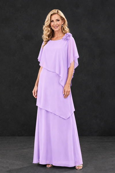 BOLODOO Lilac Tiered Flutter Sleeve Mother of the Bride Maxi Dress - Lilac - Lilac_1