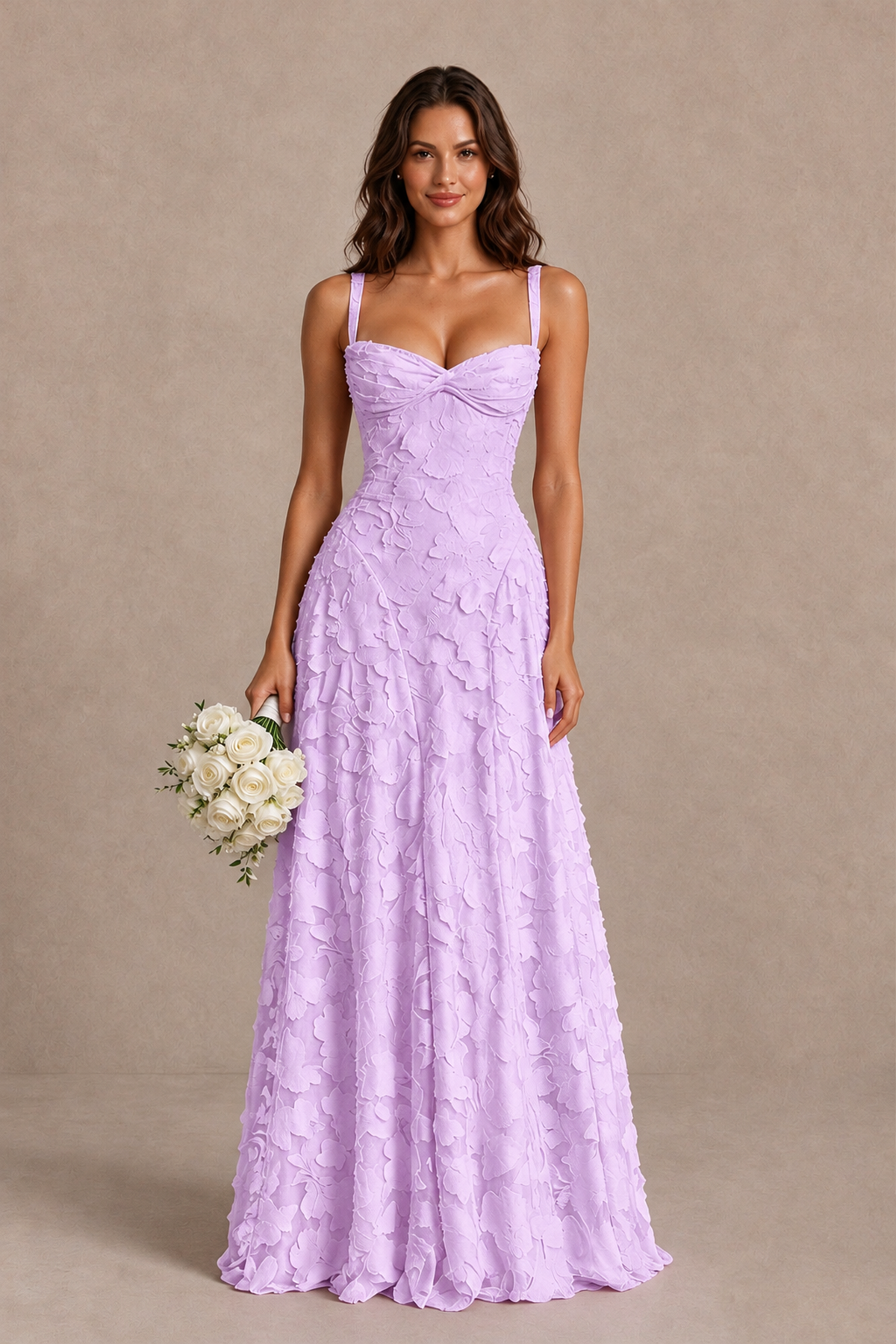 BOLODOO Lilac Floral-Textured A-Line Dress with Lace-Up Back - Lilac - Lilac_1