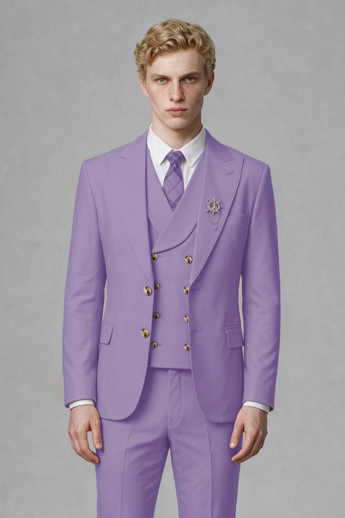 BOLODOO Men's Lilac Two-Piece Wedding Suit – Jacket & Trousers - Lilac