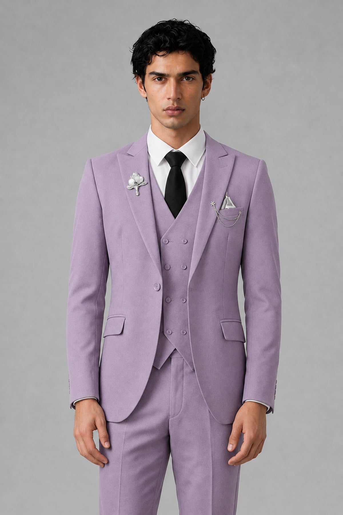 Bolodoo Men's Lilac 2-Piece Suit – Notch Lapel Jacket & Trousers - Lilac - Lilac_1