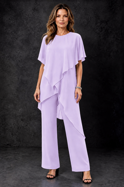 BOLODOO Lilac Chiffon Two Piece Mother of the Bride Pant Suit - Lilac - Lilac_1