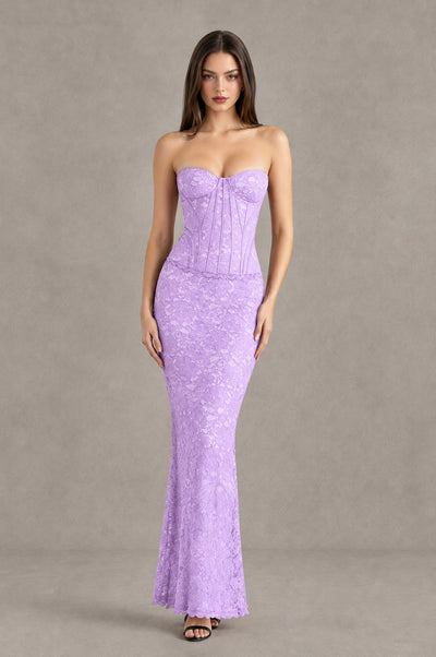 BOLODOO Lilac Strapless Lace Corset Wedding Guest Dress - Lilac - Lilac_1