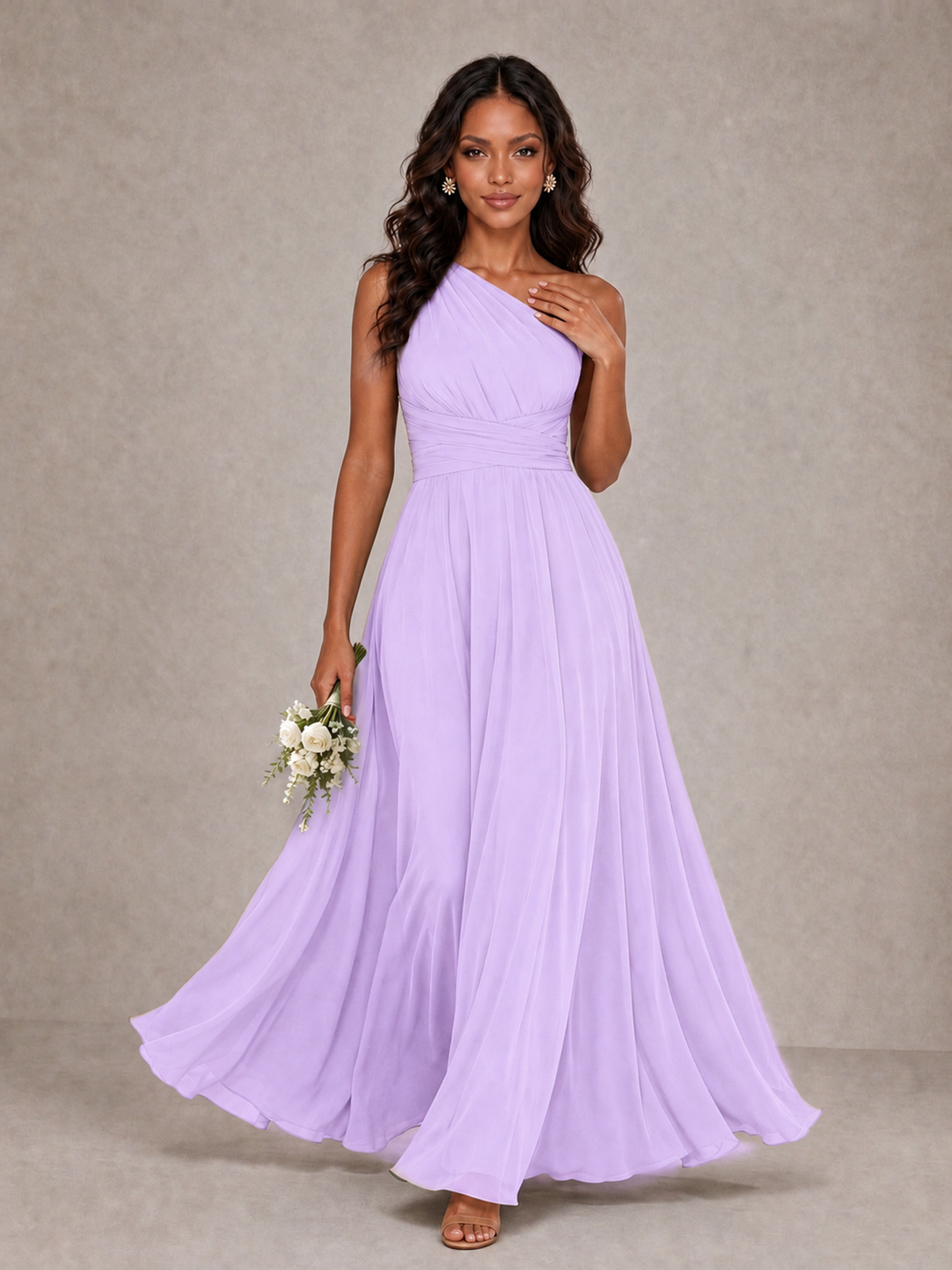 BOLODOO Lilac One-Shoulder A-Line Bridesmaid Dress - Lilac - Lilac_1