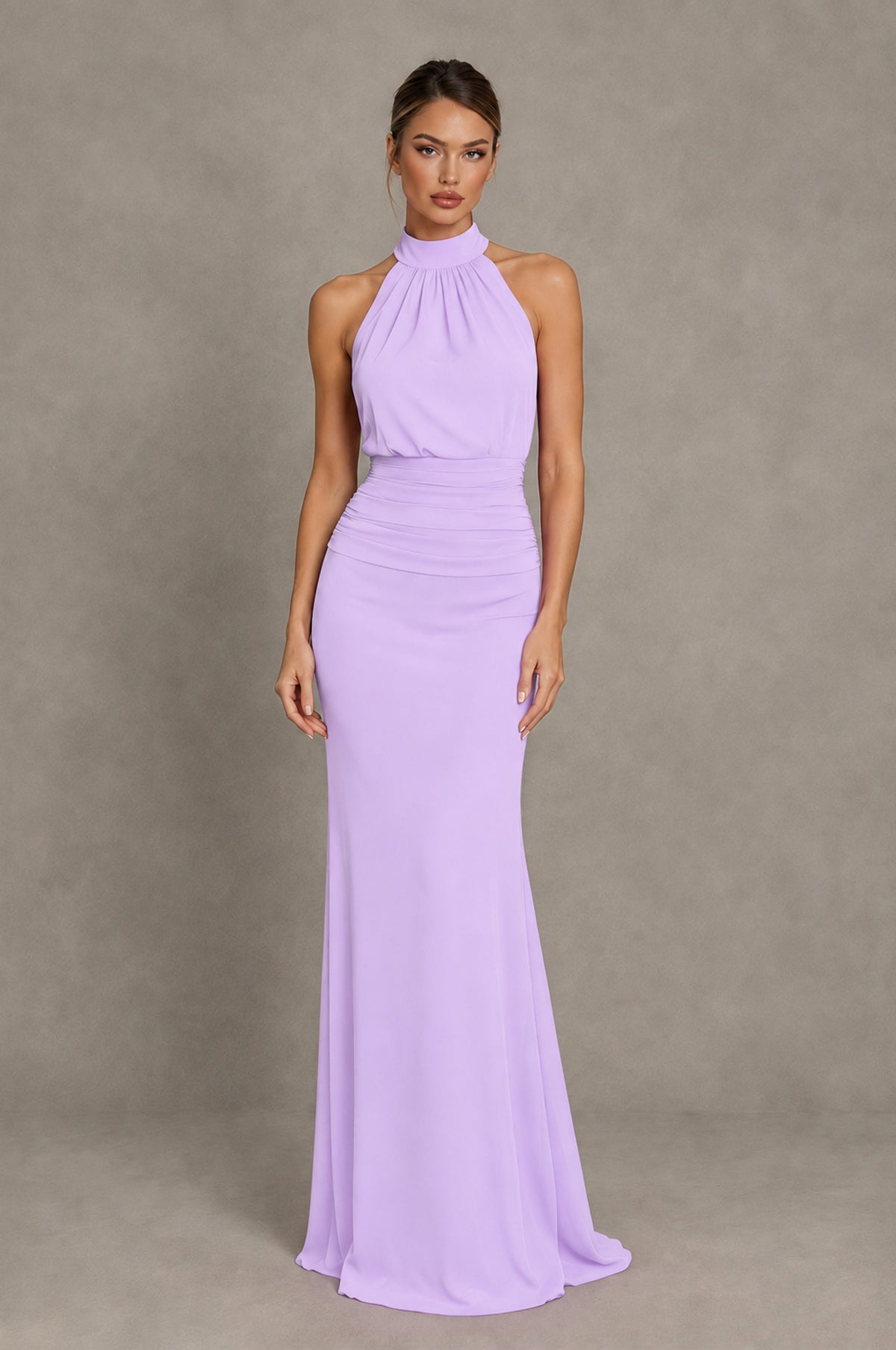 BOLODOO Lilac Chiffon Halter Maxi Formal Wedding Guest Dress - Lilac - Lilac_1