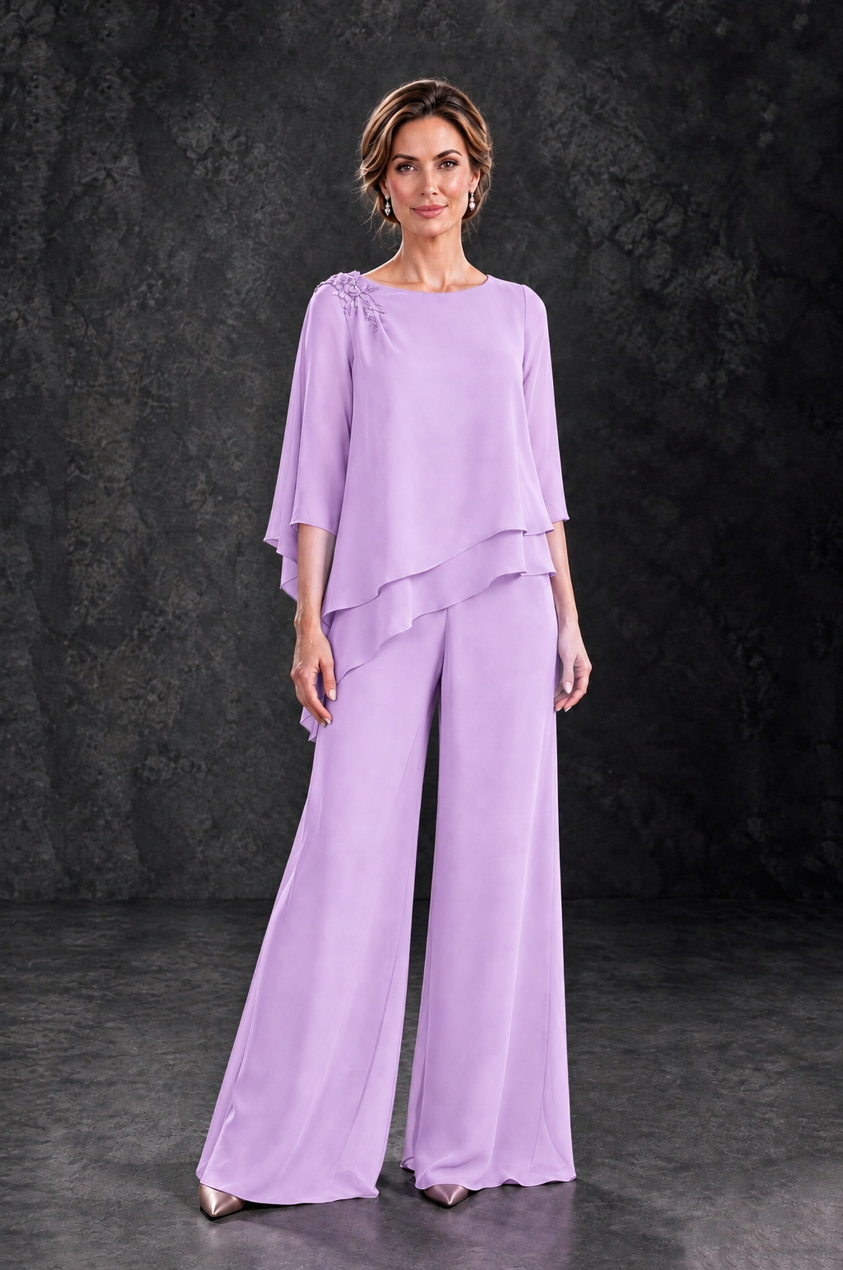 BOLODOO Lilac Layered Wide-Leg Mother of the Bride Pant Suit - Lilac - Lilac_1