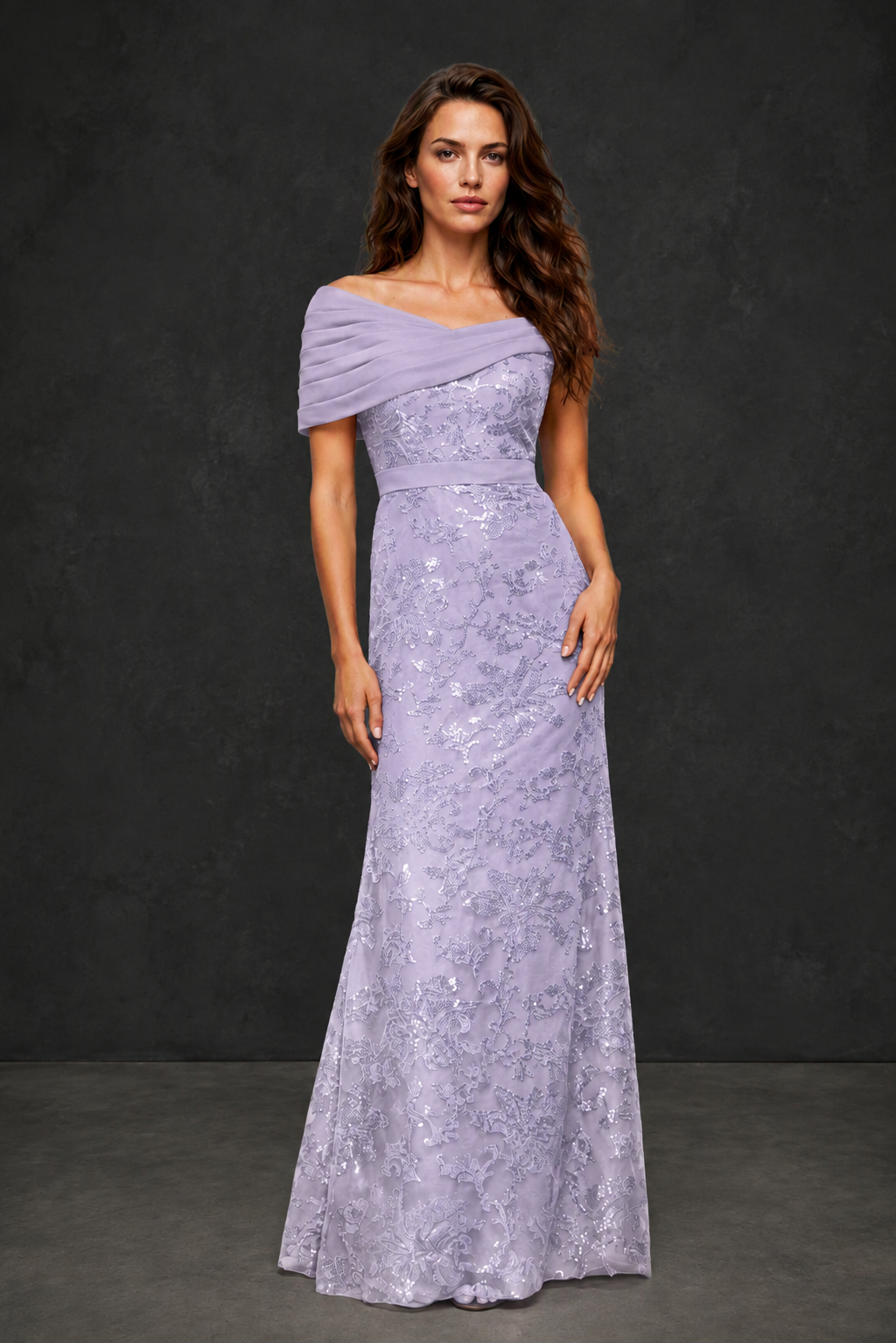 BOLODOO Lilac Off-Shoulder Sequin Lace Mermaid Evening Gown | Mother of the Bride Formal Dress - Lilac
