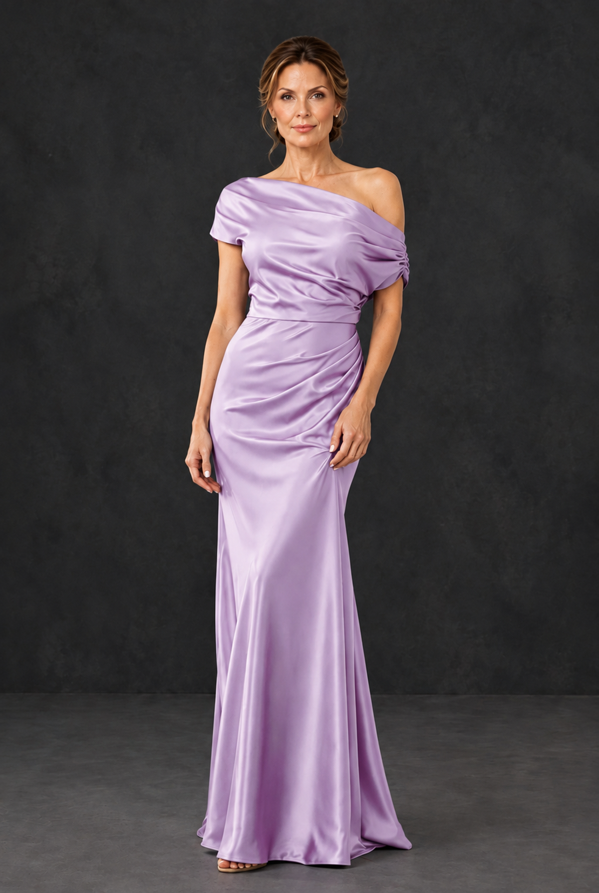 BOLODOO Lilac Asymmetric Ruched Mother of the Bride Dress - Lilac - Lilac_1