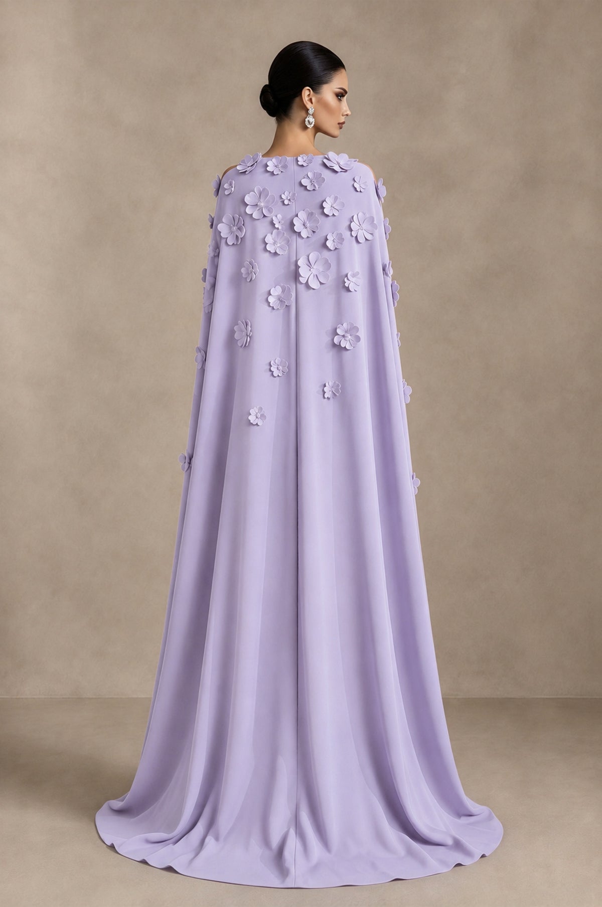 BOLODOO Lilac 3D Floral Applique Cape Formal Dress - Lilac - Lilac_2