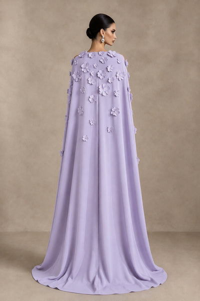 BOLODOO Lilac 3D Floral Applique Cape Formal Dress - Lilac - Lilac_2