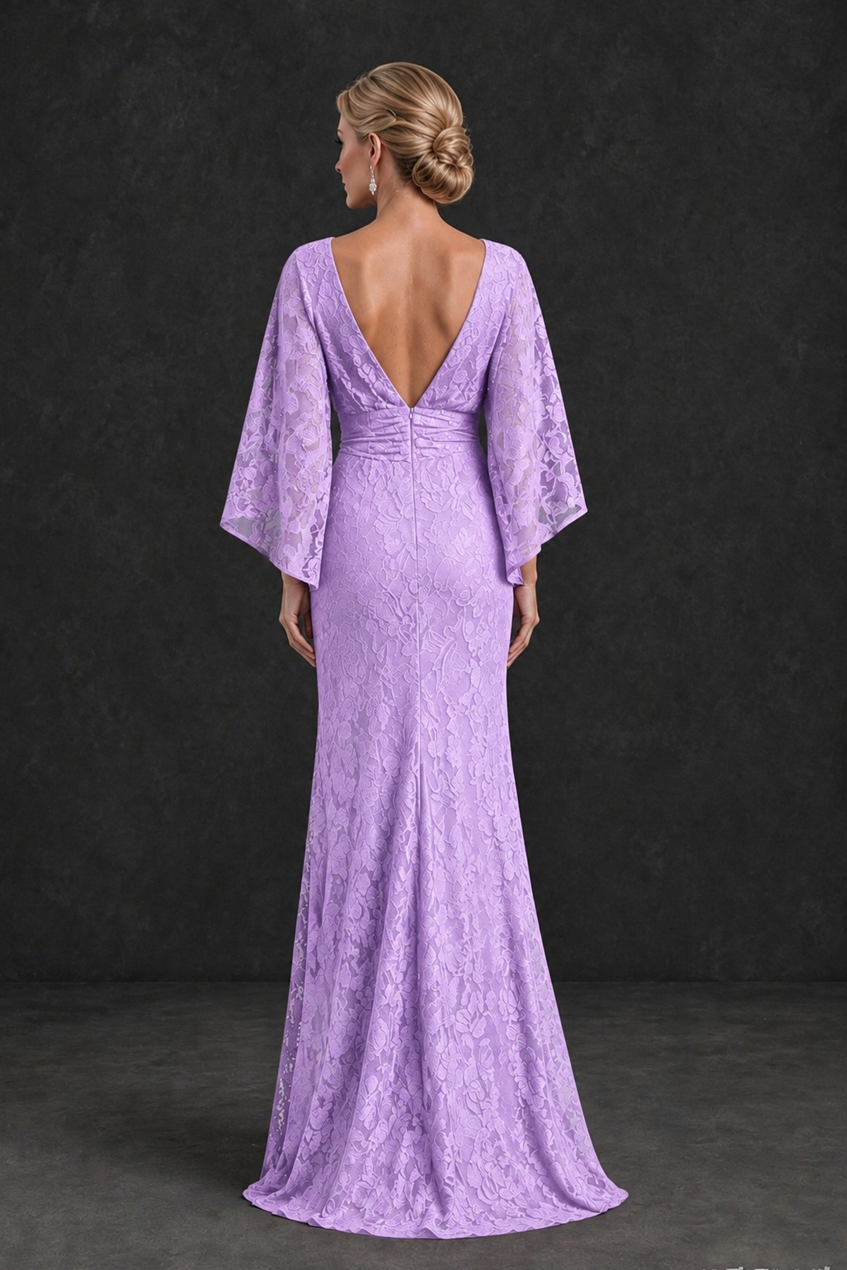 BOLODOO Lilac Lace Flutter Sleeve Mother of the Bride Dress - Lilac - Lilac_2