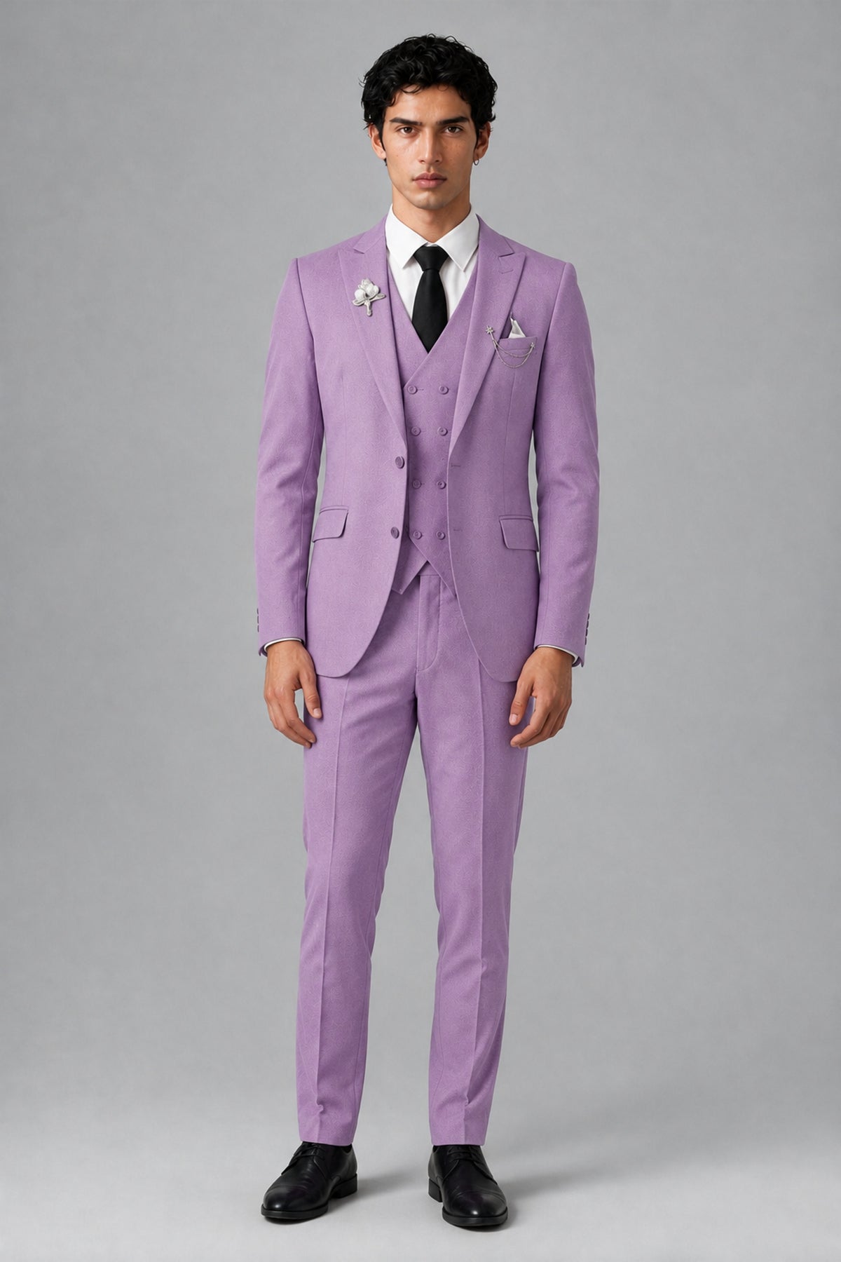 Bolodoo Men's Lilac 2-Piece Suit – Notch Lapel Jacket & Trousers - Lilac - Lilac_2