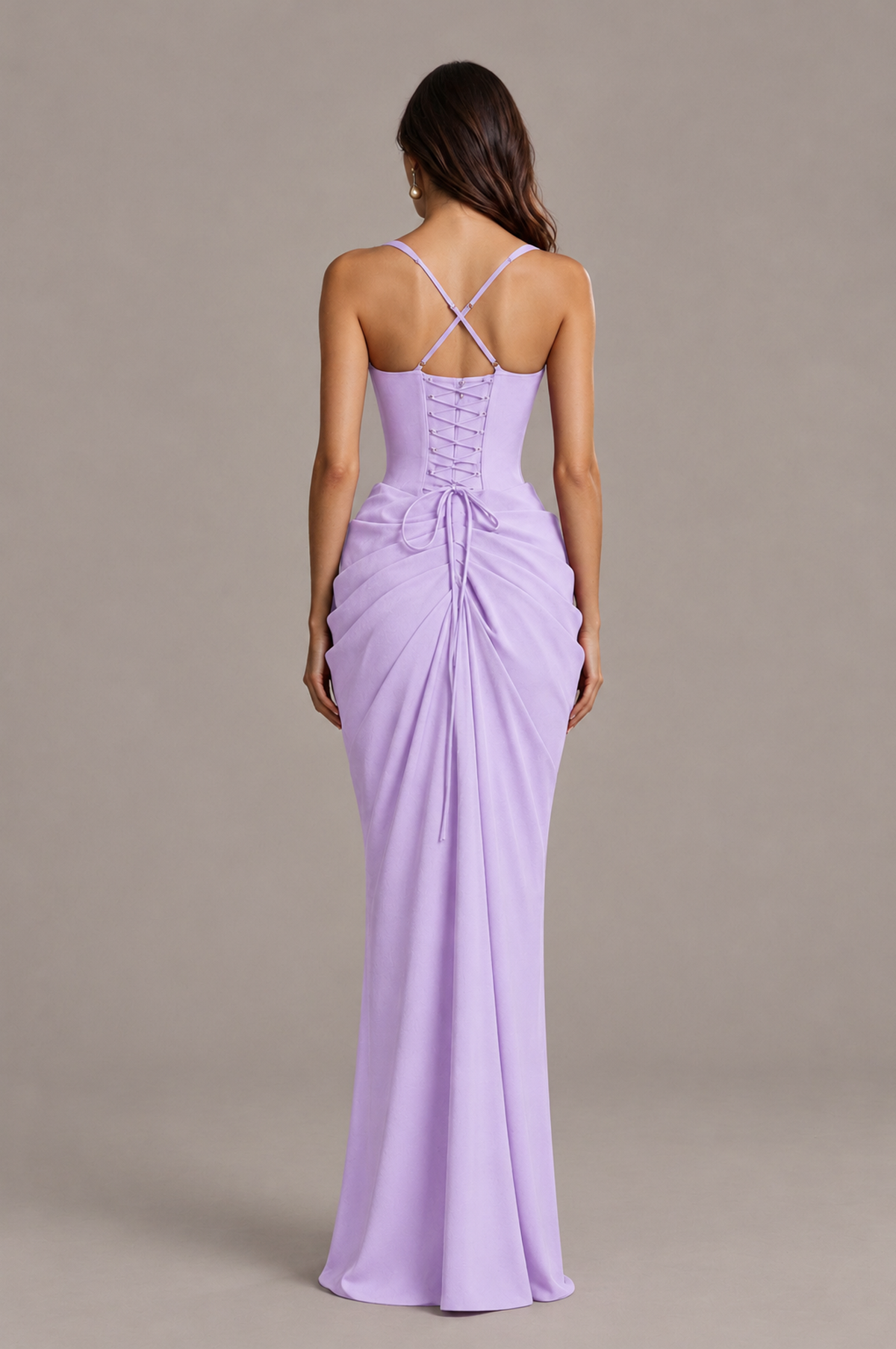 BOLODOO Lilac Sweetheart Ruched Lace-Up Back Evening Gown - Lilac - Lilac_2