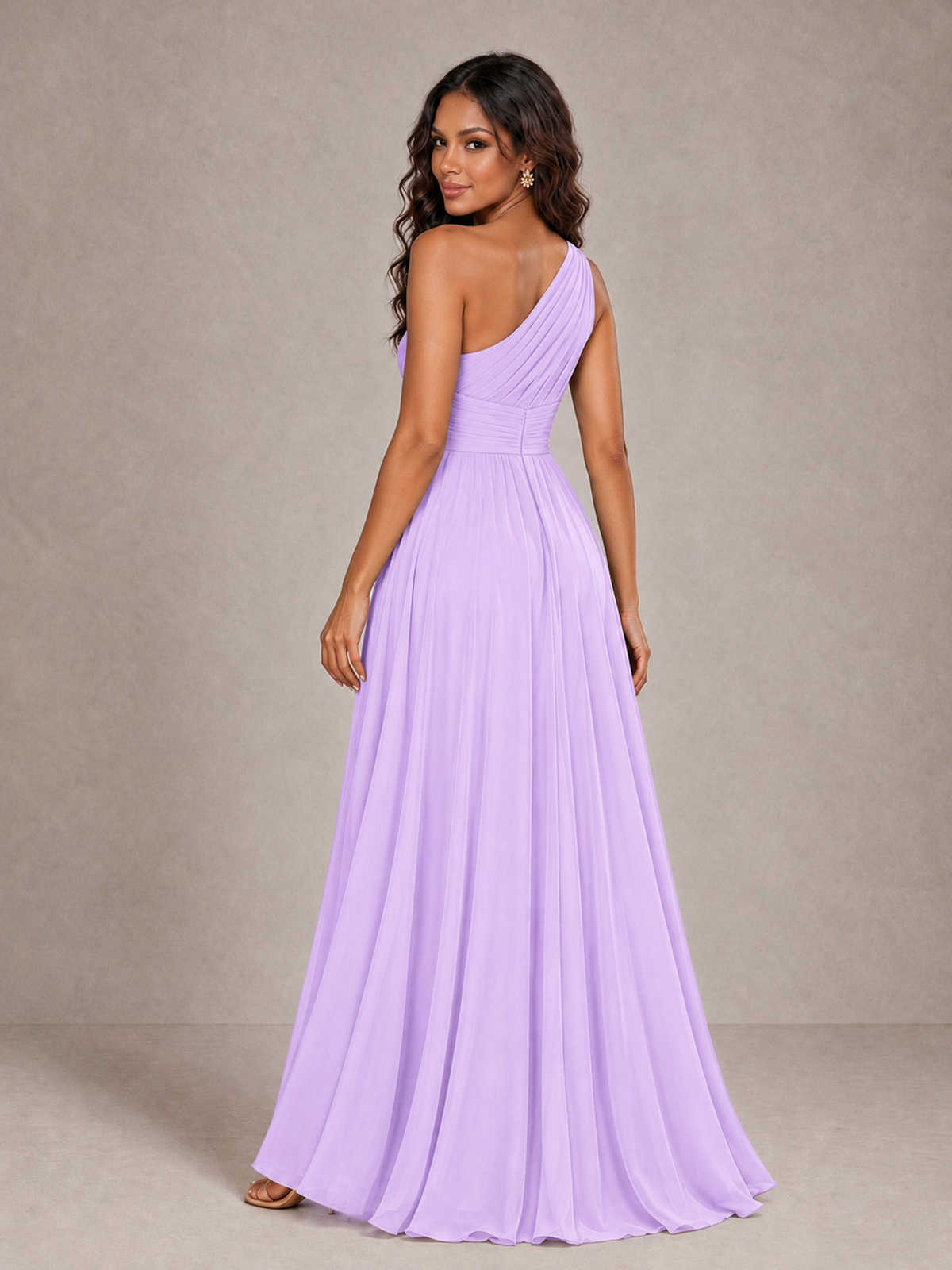 BOLODOO Lilac One-Shoulder A-Line Bridesmaid Dress - Lilac - Lilac_2