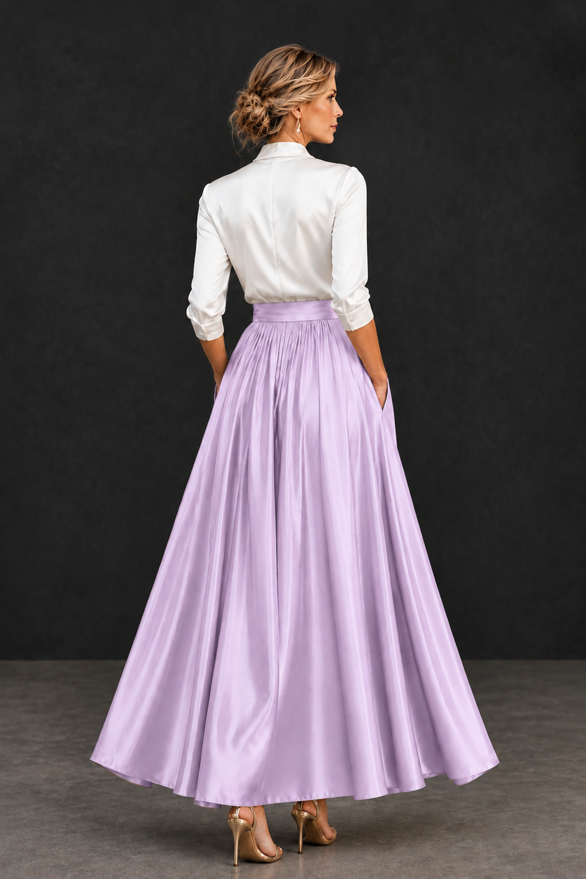 BOLODOO Lilac and White V-Neck A-Line Mother of the Bride Dress - Lilac - Lilac_2