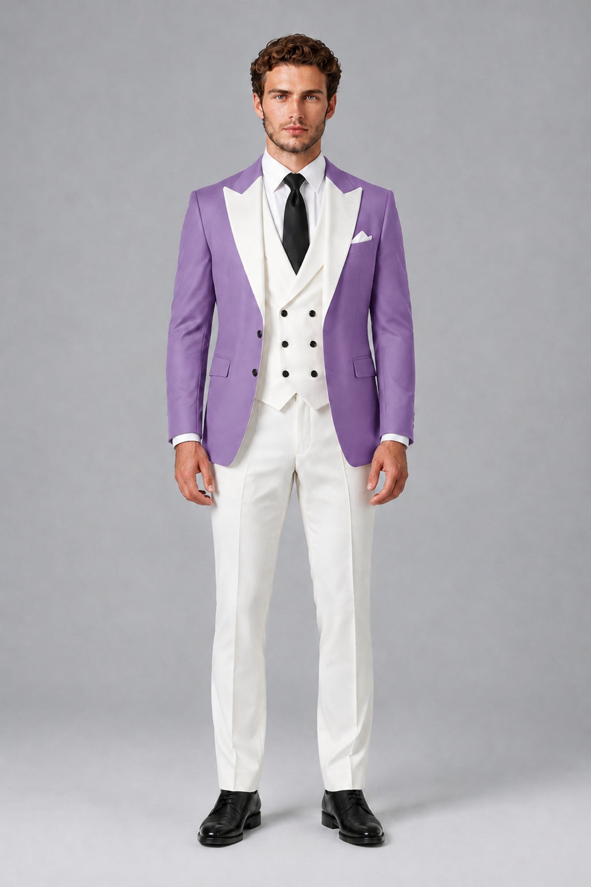 BOLODOO Men's Lilac Satin 3-Piece Suit | Blazer, Vest & Trousers Set - Lilac - Lilac_2