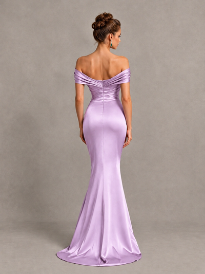 BOLODOO Lilac Off-Shoulder Satin Mermaid Prom Dress - Lilac - Lilac_2
