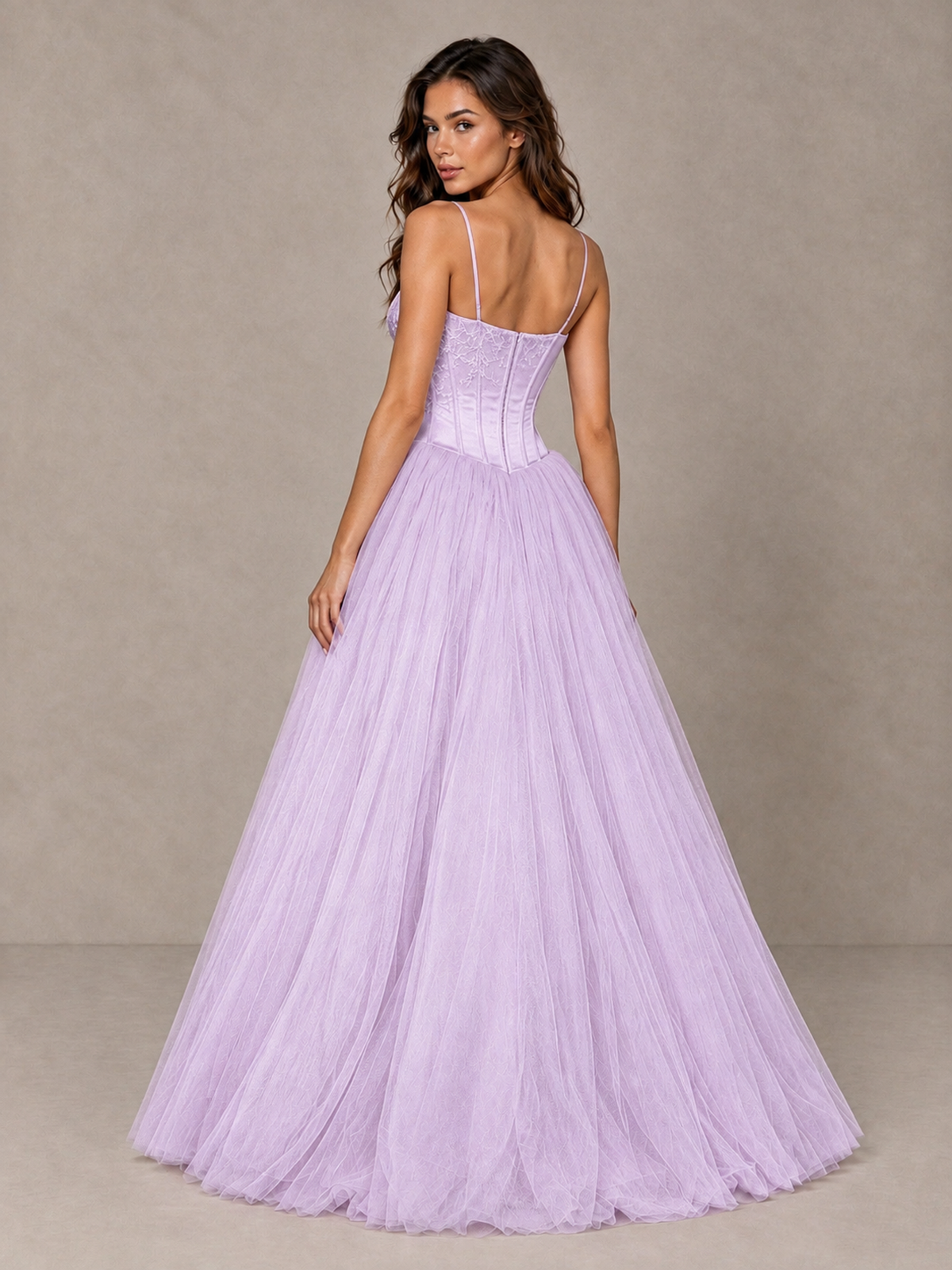 BOLODOO Lilac Corset Tulle Prom Dress with Spaghetti Straps - Lilac - Lilac_2