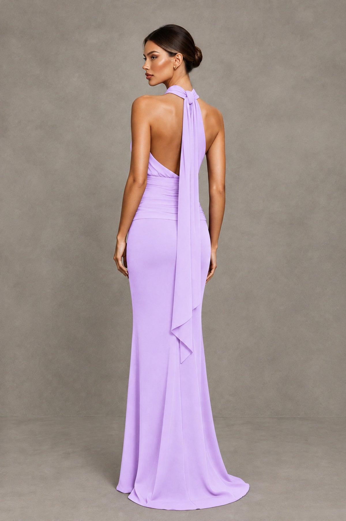 BOLODOO Lilac Chiffon Halter Maxi Formal Wedding Guest Dress - Lilac - Lilac_2