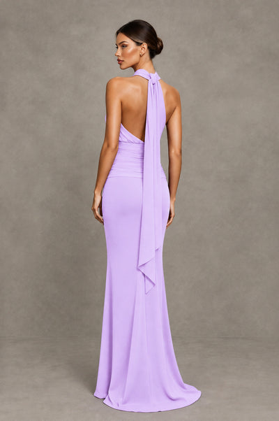 BOLODOO Lilac Chiffon Halter Maxi Formal Wedding Guest Dress - Lilac - Lilac_2