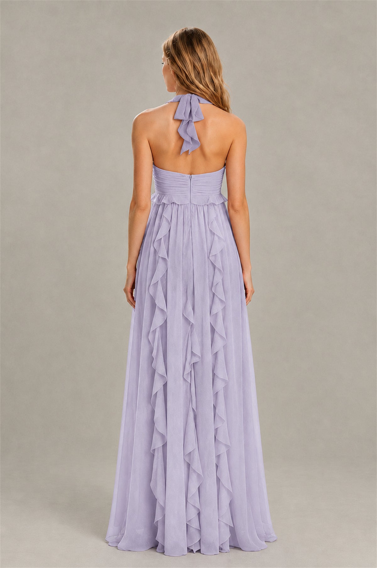 BOLODOO Lilac Halter Ruffle A-Line Floor-Length Evening Dress - Lilac - Lilac_2