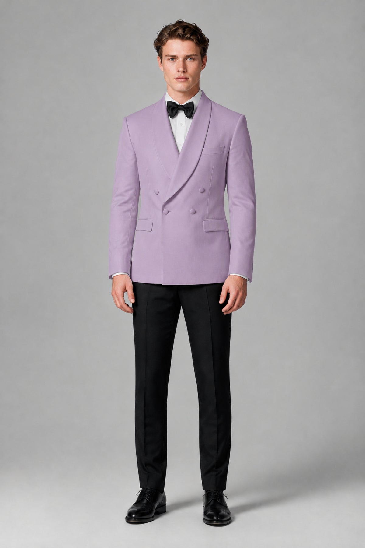 BOLODOO Men's Lilac Double-Breasted Tuxedo Blazer – Shawl Lapel Formal Suit Jacket - Lilac - Lilac_2