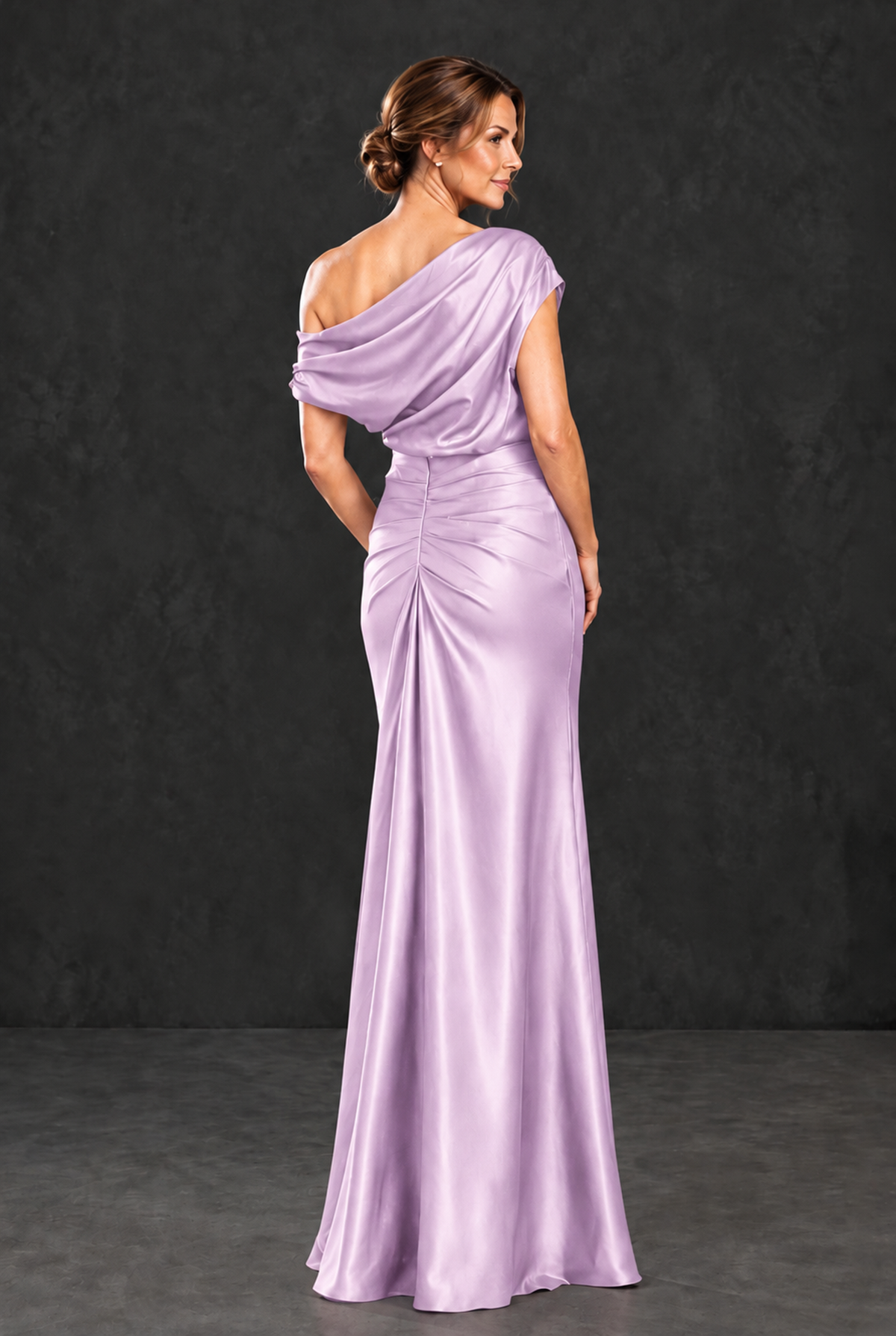 BOLODOO Lilac Asymmetric Ruched Mother of the Bride Dress - Lilac - Lilac_2