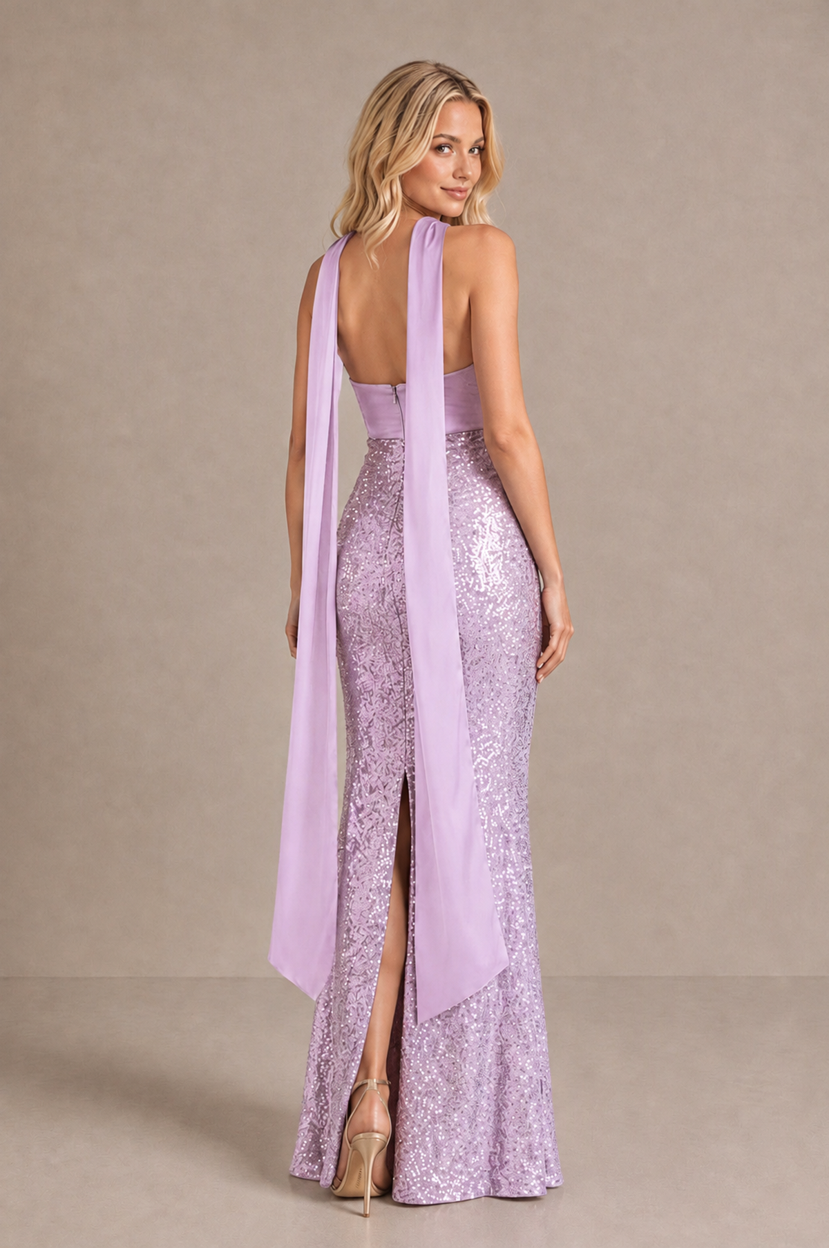 BOLODOO Lilac Strapless Sweetheart Evening Dress with Scarf - Lilac - Lilac_2
