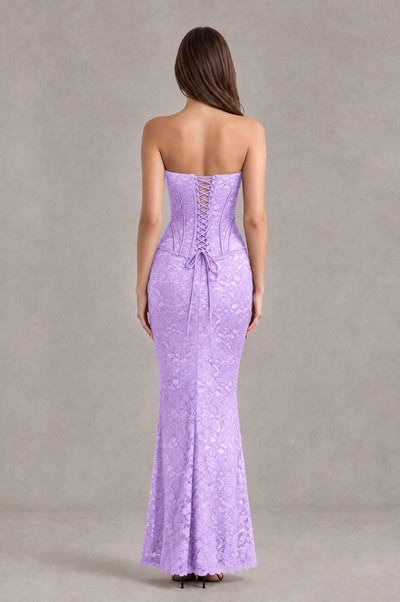 BOLODOO Lilac Strapless Lace Corset Wedding Guest Dress - Lilac - Lilac_2