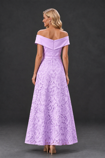 BOLODOO Lilac Off-the-Shoulder Floral A-Line Mother of the Bride Dress - Lilac - Lilac_2