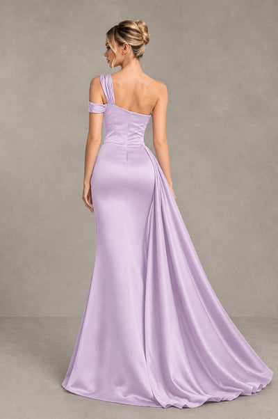 BOLODOO Lilac Asymmetric Ruched Formal Evening Dress - Lilac - Lilac_2