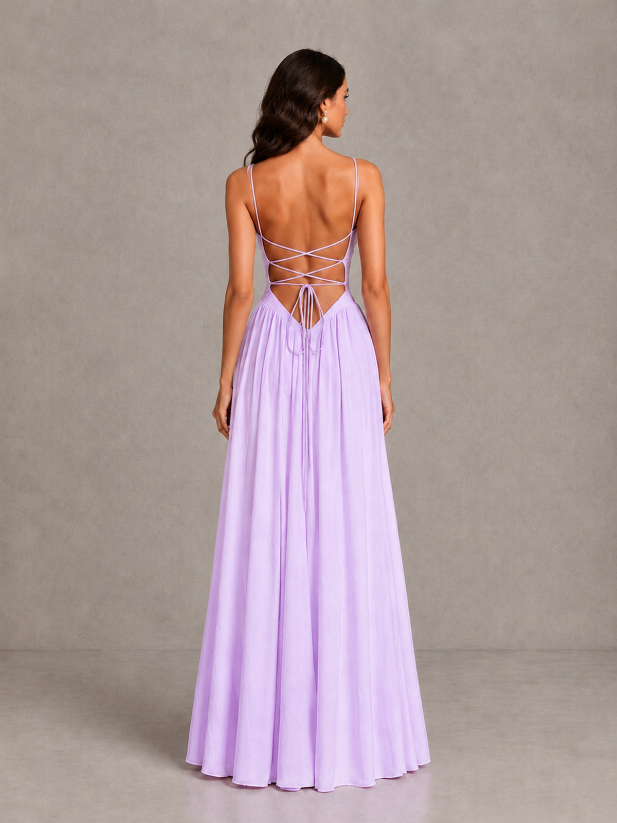 BOLODOO Lilac Lace-Up Back A-Line Bridesmaid Dress - Lilac - Lilac_2