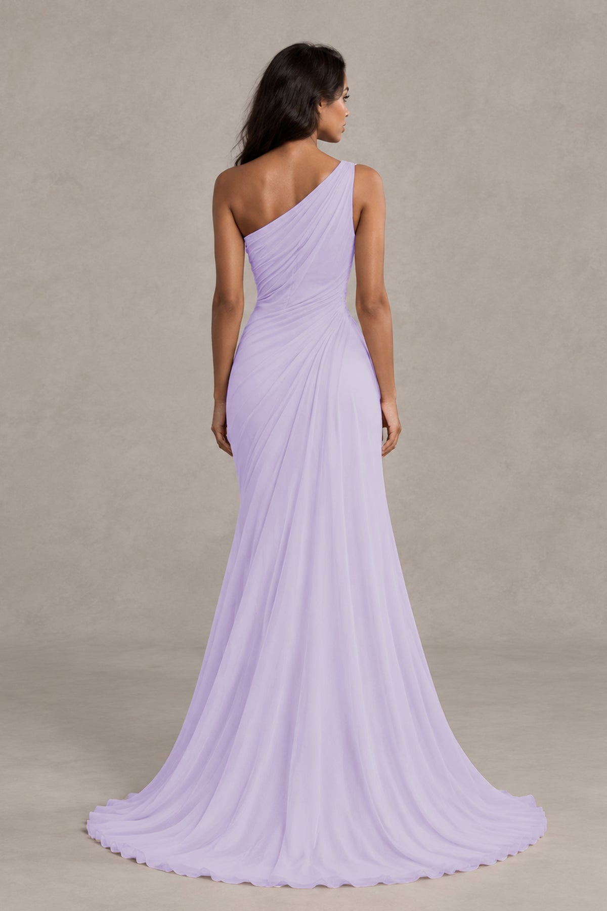 BOLODOO Lilac One-Shoulder Floral Ruched Maxi Dress - Lilac