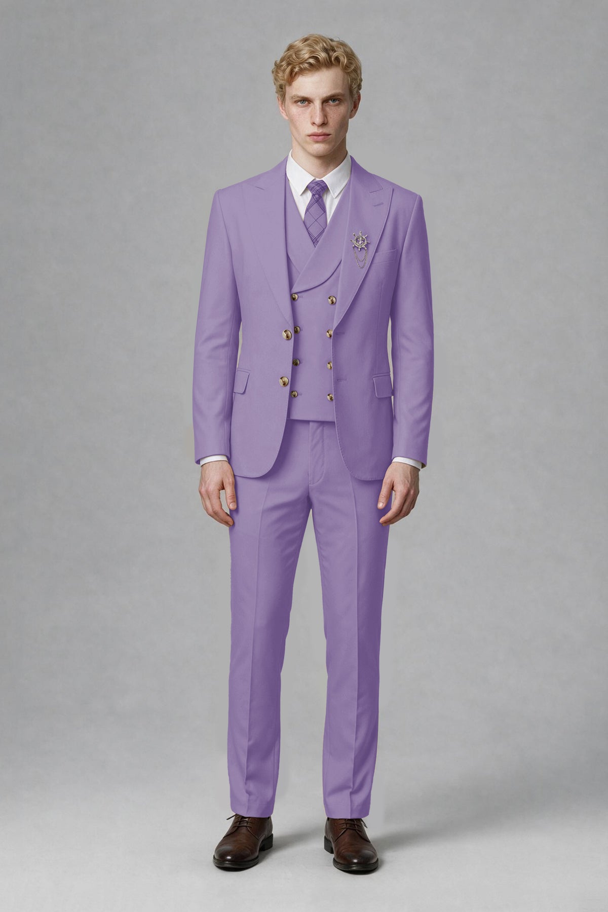 BOLODOO Men's Lilac Two-Piece Wedding Suit – Jacket & Trousers - Lilac
