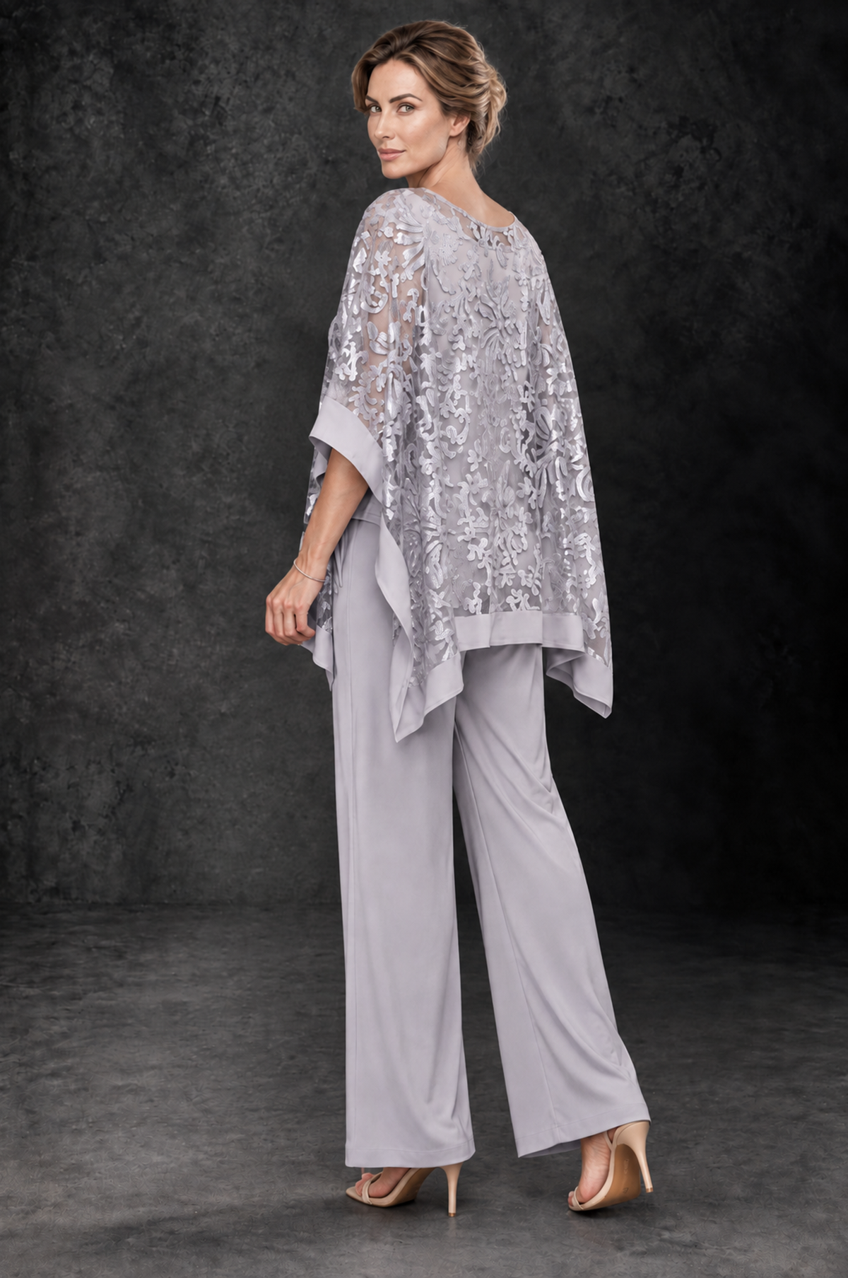 BOLODOO Lilac Floral Cape Mother of the Bride Pant Suit - Lilac - Lilac_2