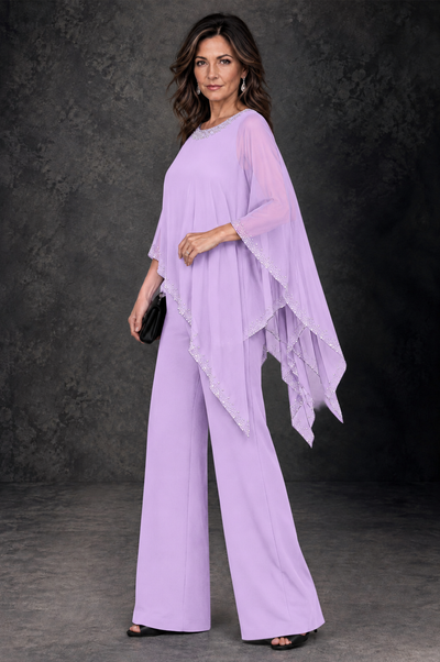 BOLODOO Lilac Embellished Cape Mother of the Bride Pantsuit - Lilac - Lilac_2
