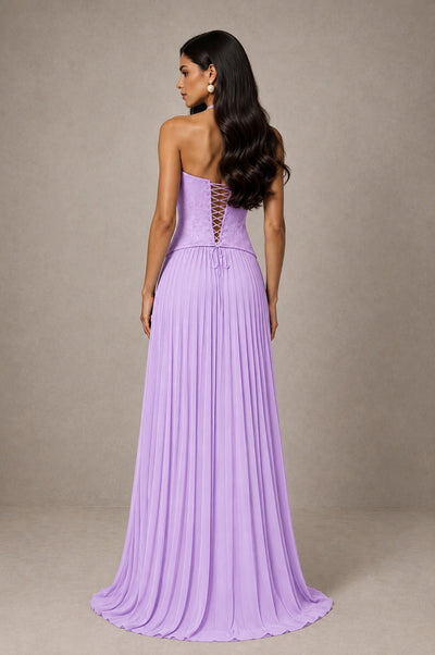 BOLODOO Lilac Halter Corset Pleated A-Line Evening Dress - Lilac - Lilac_2