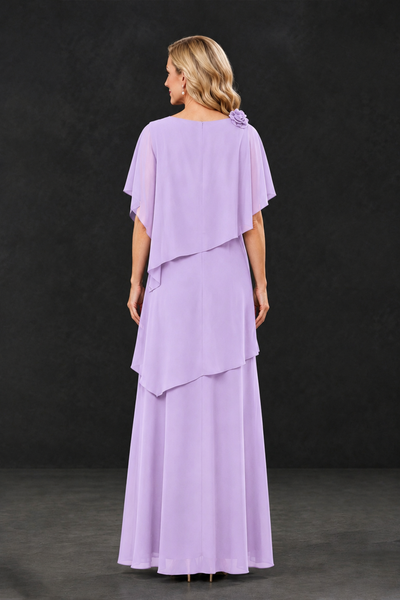 BOLODOO Lilac Tiered Flutter Sleeve Mother of the Bride Maxi Dress - Lilac - Lilac_2