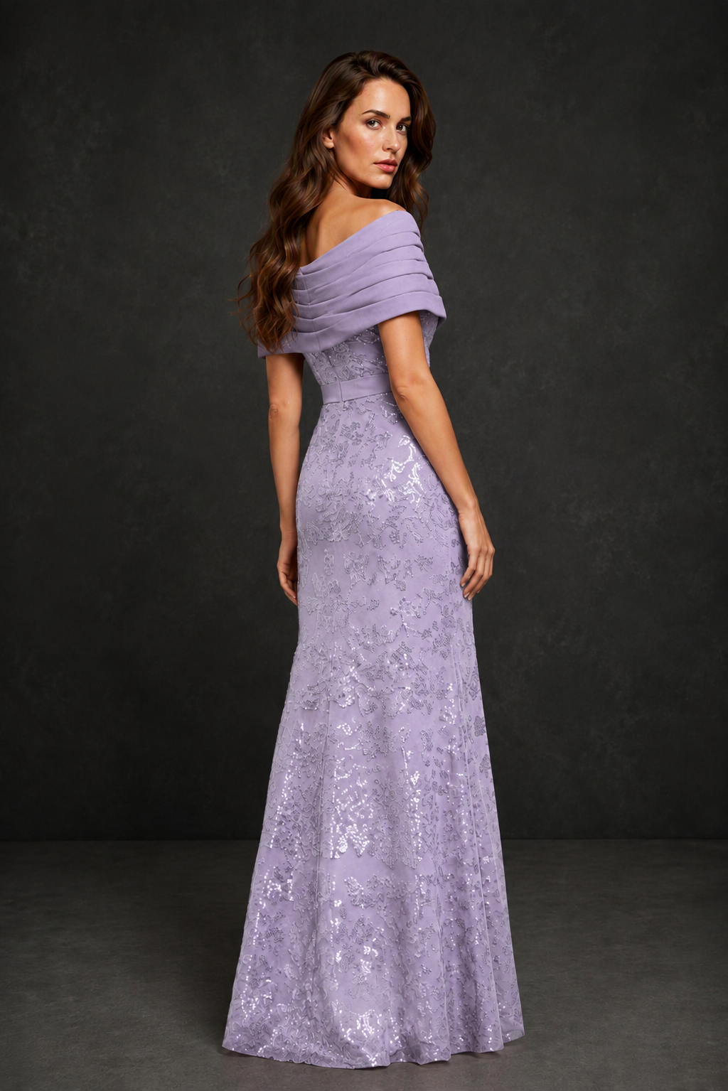 BOLODOO Lilac Off-Shoulder Sequin Lace Mermaid Evening Gown | Mother of the Bride Formal Dress - Lilac