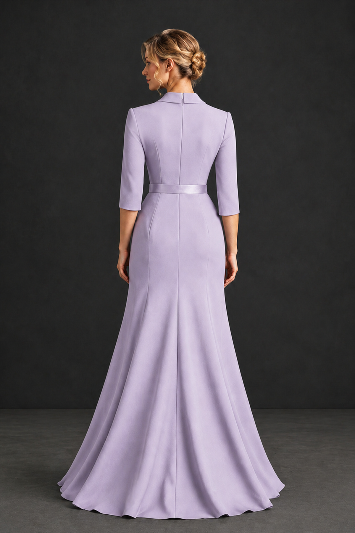BOLODOO Lilac Lapel Ruffle Mother of the Bride Dress with Belt - Lilac - Lilac_2