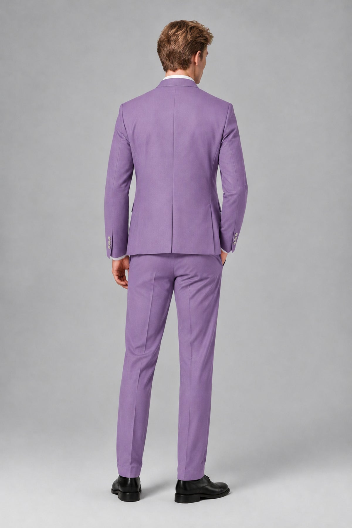 Bolodoo Men's Lilac Mandarin Collar 3-Piece Suit – Jacket, Vest & Trousers - Lilac - Lilac_3