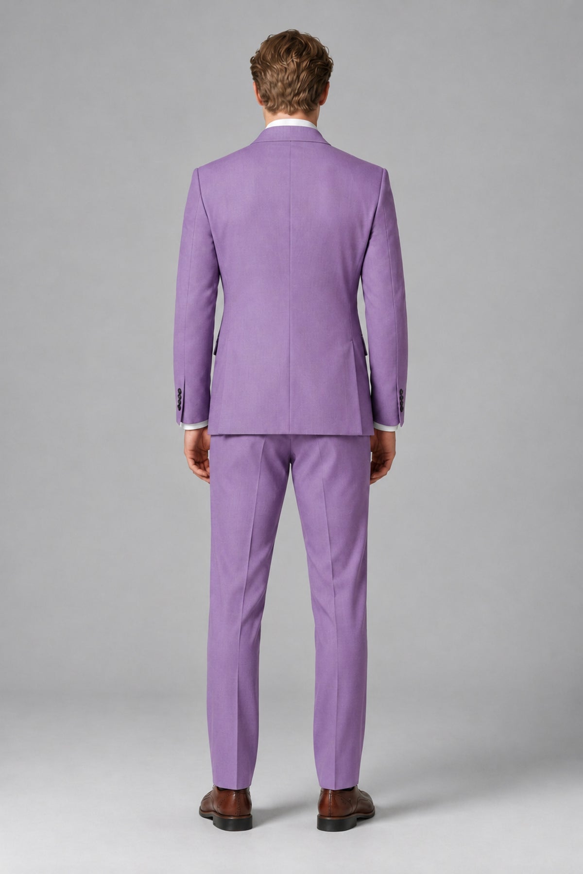 Bolodoo Men's Lilac Double-Breasted Two-Piece Suit with Peak Lapels - Lilac - Lilac_3