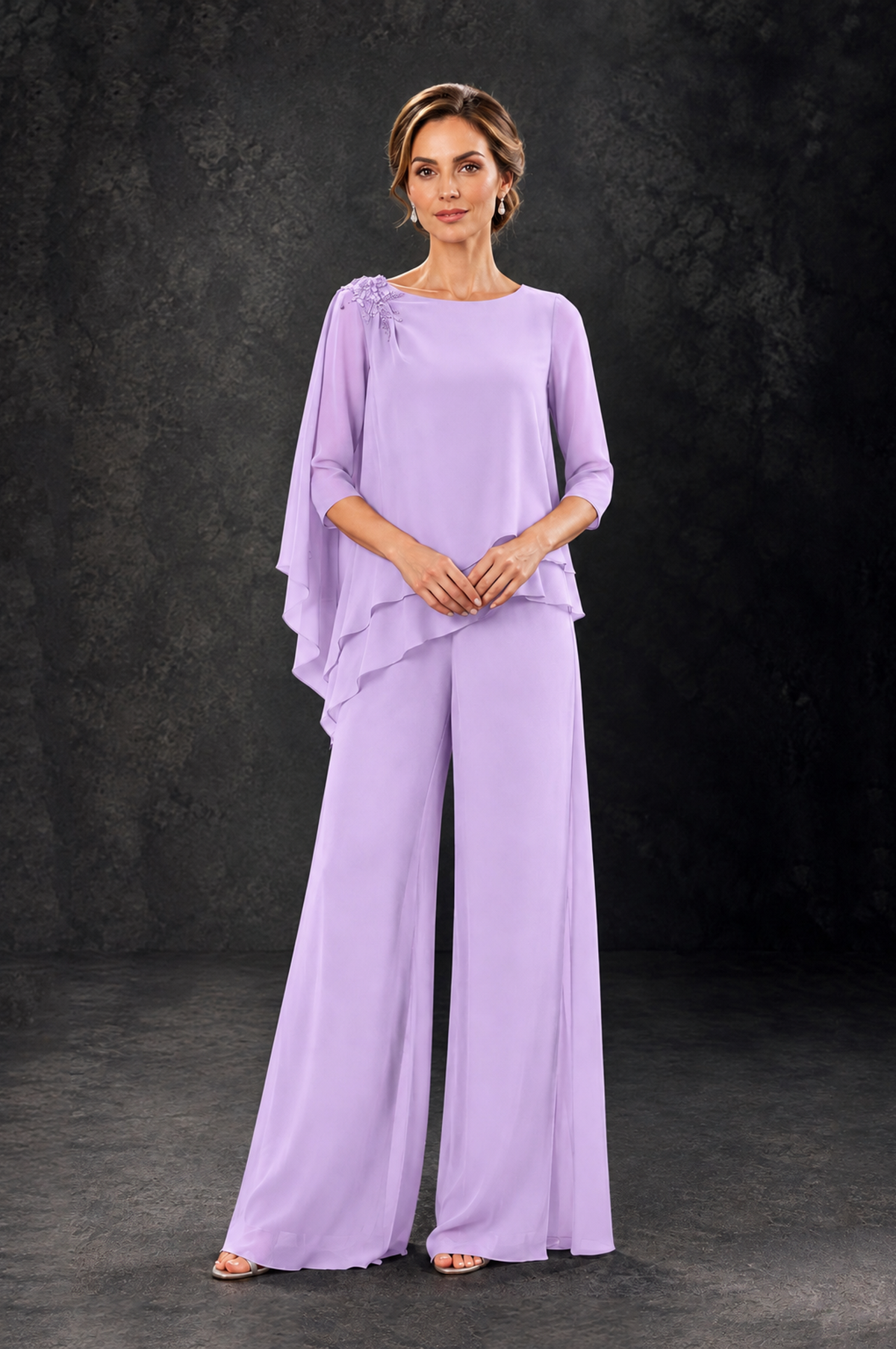 BOLODOO Lilac Layered Wide-Leg Mother of the Bride Pant Suit - Lilac - Lilac_3