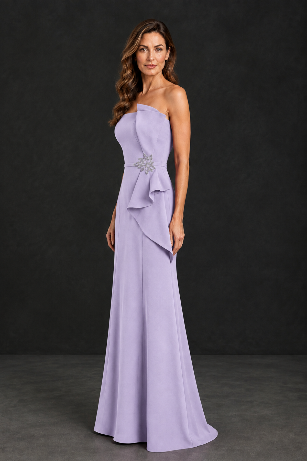 BOLODOO Lilac Strapless Mother of the Bride Dress with Ruffle Detail - Lilac - Lilac_3